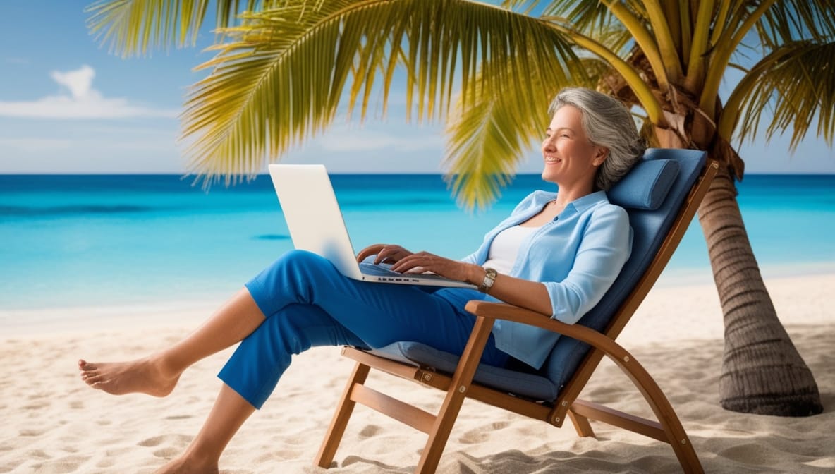 "Pessoa desfrutando a liberdade financeira e vivendo de renda passiva."